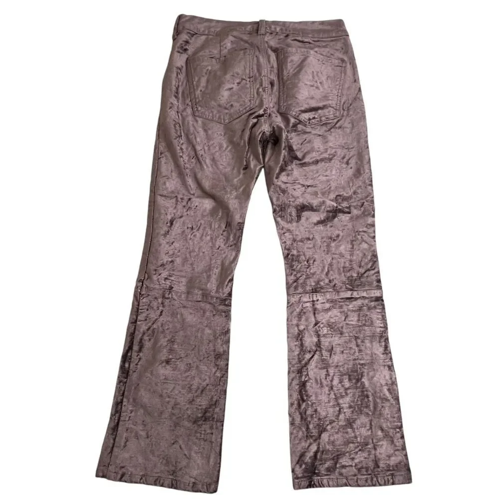 Free People Womens 27 Purple Velour Mid‎ Rise Cropped Bootcut Pants